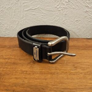 Fossil Leather Belt Size Small Black Silvertone Buckle BT3825001 EUC